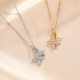 European and American Cross-border Titanium Steel Necklace Female Niche Design Micro-inlaid Diamond Double Four-leaf Clover Fashion High-grade Clavicle Chain Jewelry