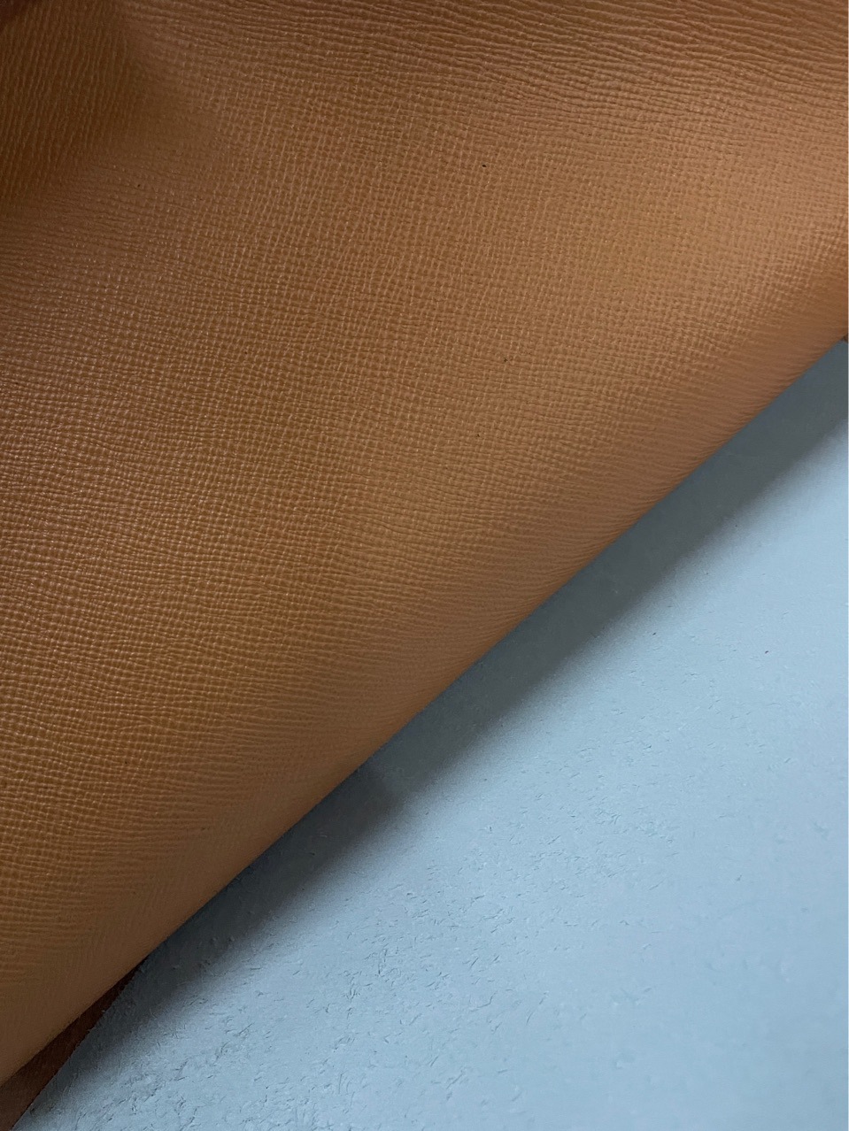 進口手工DIY真皮皮料彩色十字纹頭層牛皮料箱包鞋子手帐手机壳橙