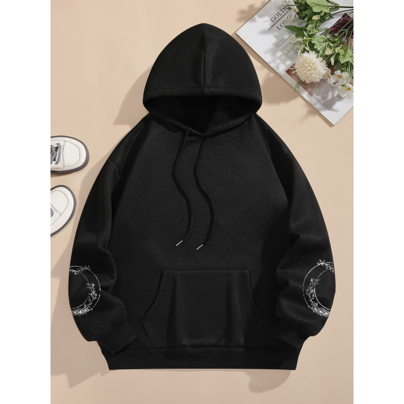 Women's Casual Plant Pattern Design Printed Hoodie with Drawstring Plaid Polyester Fabric Suitable for All Seasons Women's Casual Plant Pattern Design Printed Hoodie with Drawstring Plaid Polyester Fabric Suitable for All Seasons