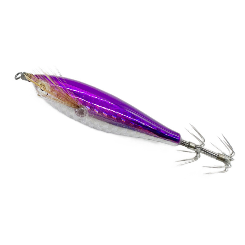 5,5g/7,5 cm láser horizontal camarón pulpo calamar gancho ocho cinturón luya cebo falso camarón de madera simulación peces luminosos