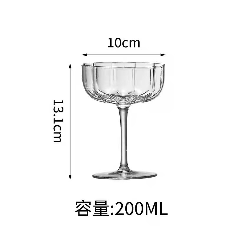 Red Flower Cocktail Glass Ice Cream Cup Dessert Ice Cream Cup Yogurt Mousse Pudding Cup Glass Goblet