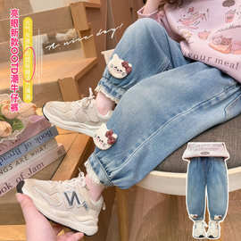 女童裤子2026新款春秋女宝宝牛仔裤休闲时髦百搭阔腿裤儿童潮童装