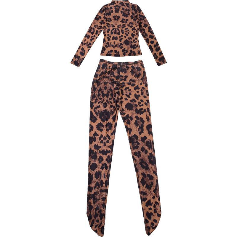 Damen Langarm Oberteil Und Slim Hose Set Mit Digitaldruck Herbst_voghion.com