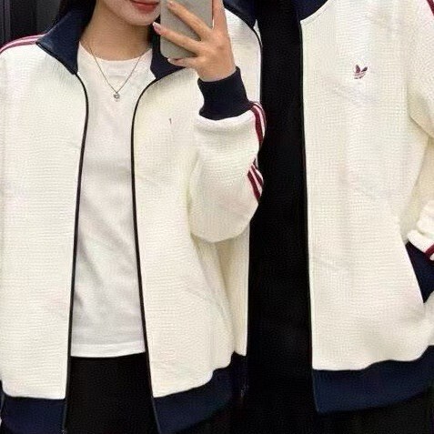 Spring and Autumn Unisex Stand-Collar Jacket with Three Stripes, Cardigan Top, Waffle Sports Jacket with Logo Spring and Autumn Unisex Stand-Collar Jacket with Three Stripes, Cardigan Top, Waffle Sports Jacket with Logo
