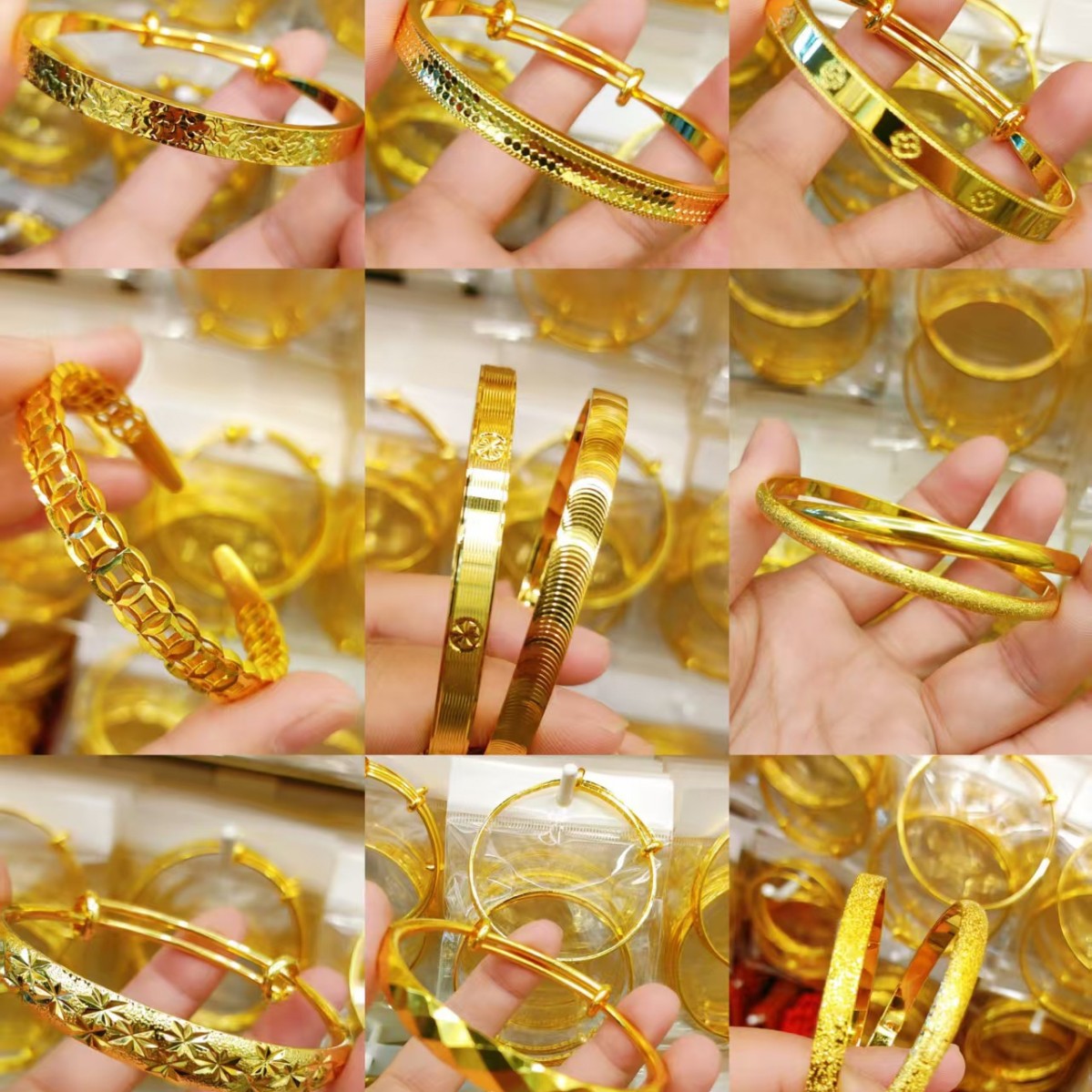 Brazaletes transfronterizos de cobre abierto imitación de oro chapado en 24 quilates de moda europea y americana joyería nigeriana joyería de oro de arena