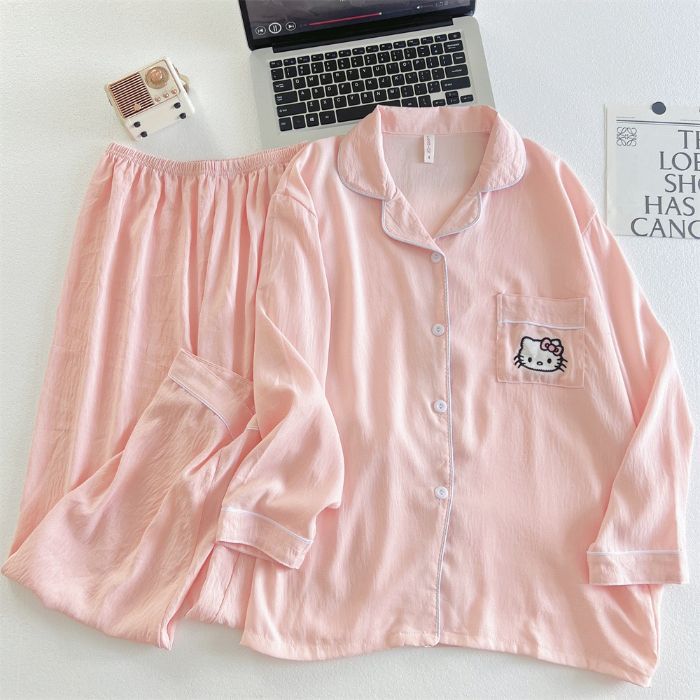 Pijamas al por mayor transfronterizas, estudiantes de otoño, pantalones de manga larga de estilo dulce, algodón de nube, reducción de edad, traje de servicio a domicilio de estilo rojo de red