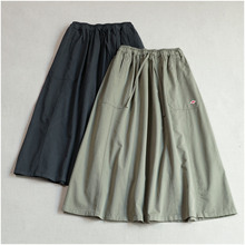 日系复古棉宽松拼接大摆半裙 简约百搭花苞型中长款半身裙春秋