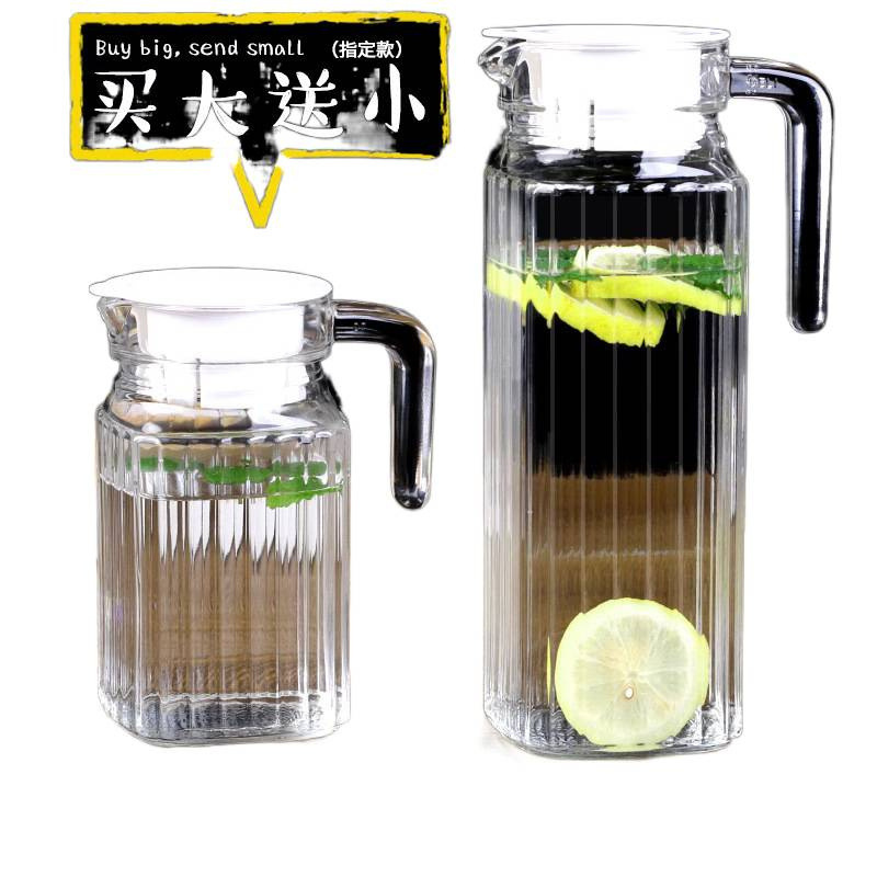 Taza de agua fría de vidrio resistente al calor, tetera de té de gran capacidad, taza de agua fría blanca resistente a altas temperaturas, botella de frutas al por mayor