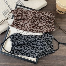 秋冬季可水洗女网纱豹纹挂耳式口罩时尚骑行蕾丝女士保暖透气面罩