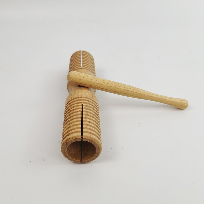 Venta al por mayor Orff instrumento musical en forma de pez de madera arena cubo Clapper tubo de doble sonido instrumento musical de un solo sonido barril