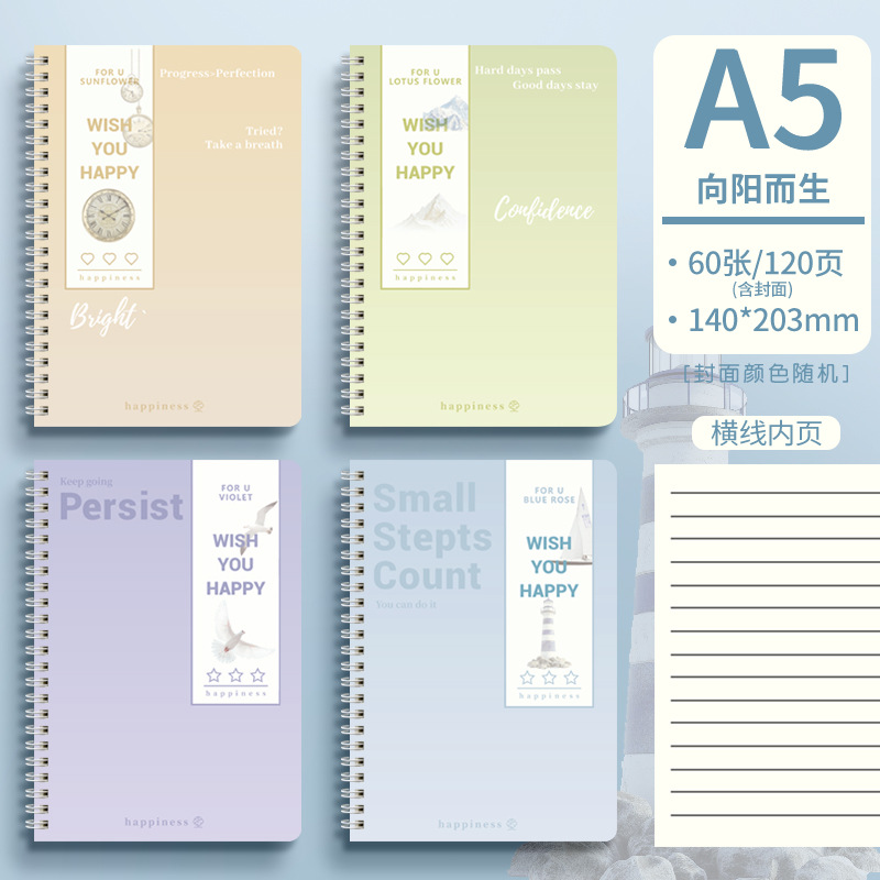 Meng Jin lindo cuaderno de notas bobina de flip side cuaderno grueso a5 cuaderno de notas de alto valor de la cara cuaderno de diario de estudiantes