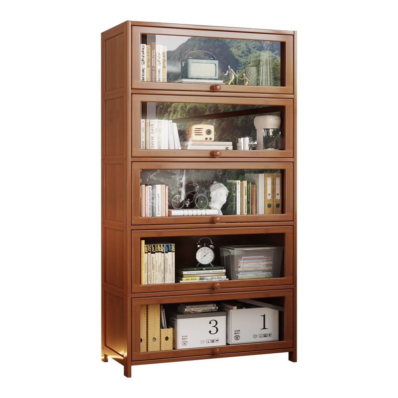 Estante de estantería Sala de estar de piso a techo Armario de almacenamiento simple Gabinete de exhibición de dormitorio con almacenamiento de puerta Librería a prueba de polvo