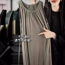 法式连衣裙女2025夏季时尚复古简约慵懒风无袖百搭宽松气质A字