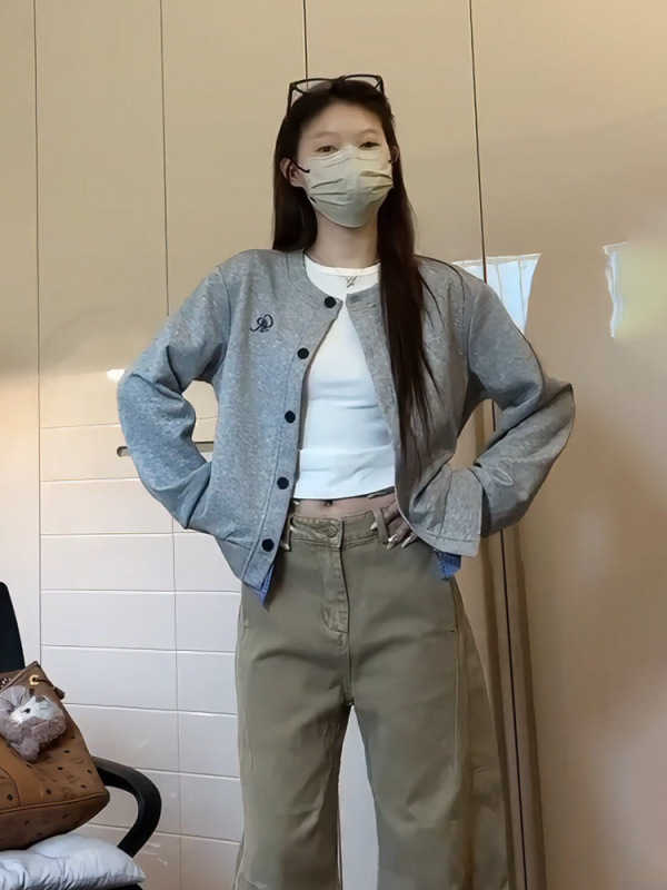 大码胖mm假两件格子开衫卫衣外套女秋装设计感休闲风长袖圆领上衣|undefined