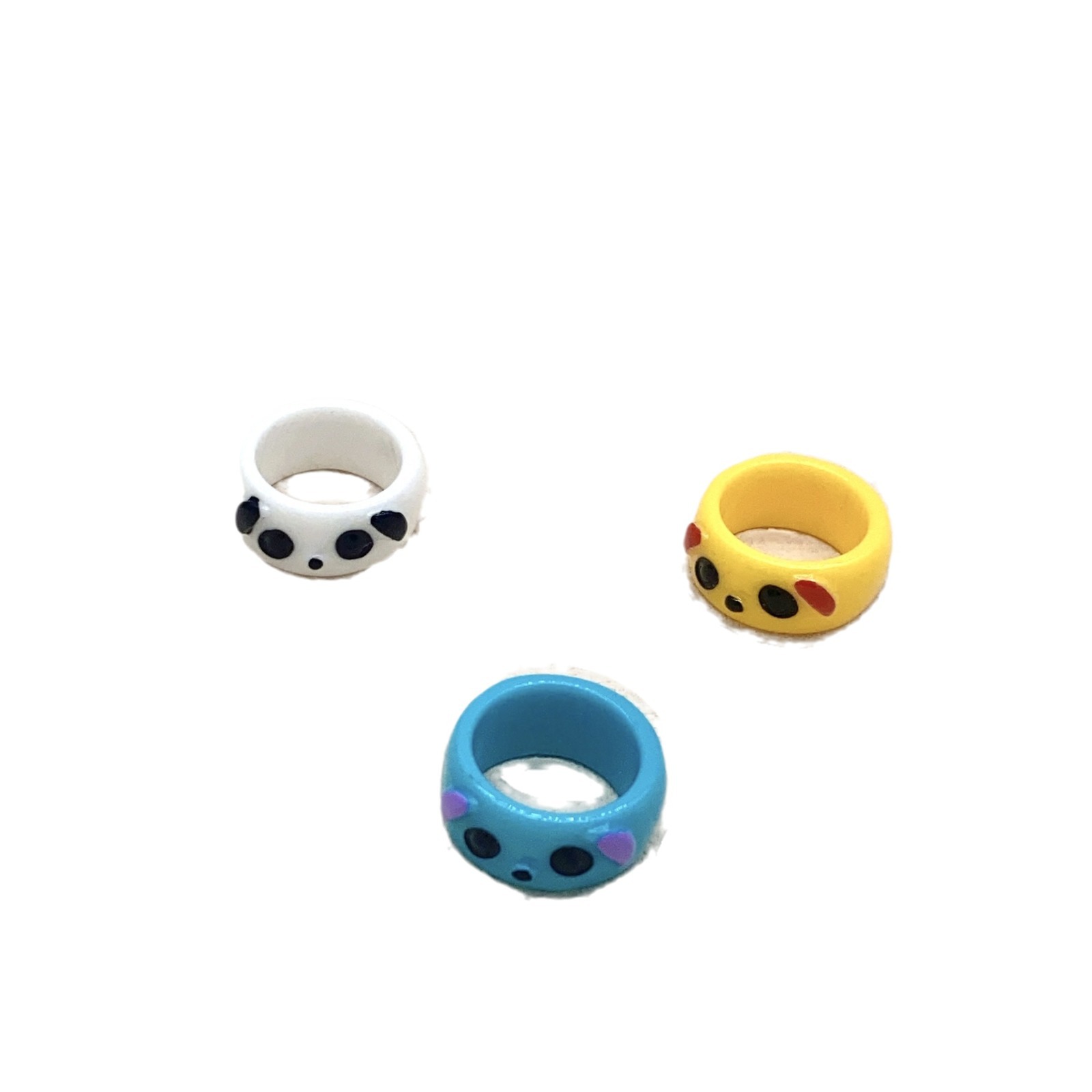 Transfronterizo nuevo personalizado colorido Panda de dibujos animados divertido anillo de resina pintado a mano INS estilo lindo anillo