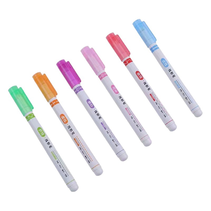 En línea rojo creativo curva pluma en forma de flor Contorno de secado rápido cuenta de mano resalte pluma Color trazo clave onda marcador al por mayor