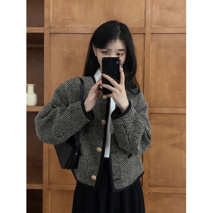 小香风外套女法式复古春秋款高级感vintage短款夹克开衫上衣秋冬|undefined