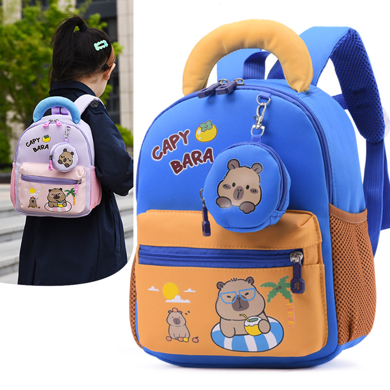Mochila para niñas lindas, nueva mochila infantil Capibara, mochila transpirable para niños de 3 años y 5 años