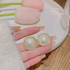 Earrings from pearl, small silver needle, simple and elegant design, light luxury style, silver 925 sample, wholesale