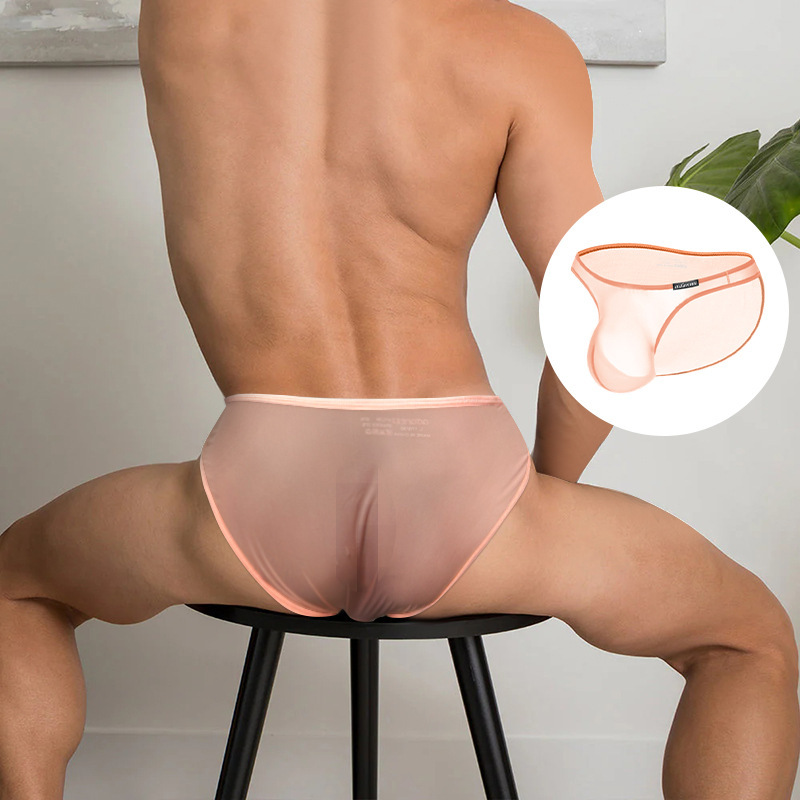 Low-Waist Men's Underwear Sexy Transparent Bikini Small Triangle Hip Lifting Sports Breathable Fashion Briefs Ad702