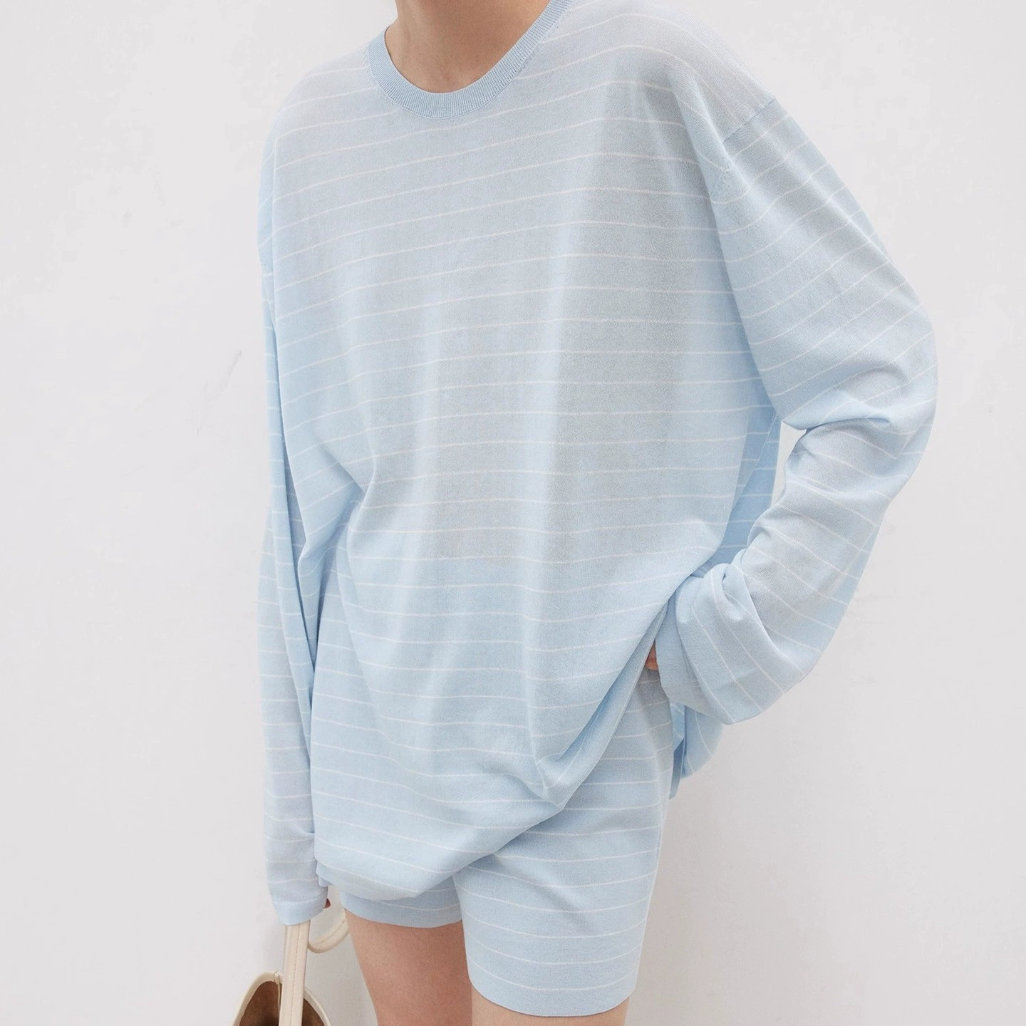 CHICJOC Полосатый прогулочный костюм_Легкая триацетатная хлопчатобумажная пряжа Популярные солнцезащитные шорты Kendall