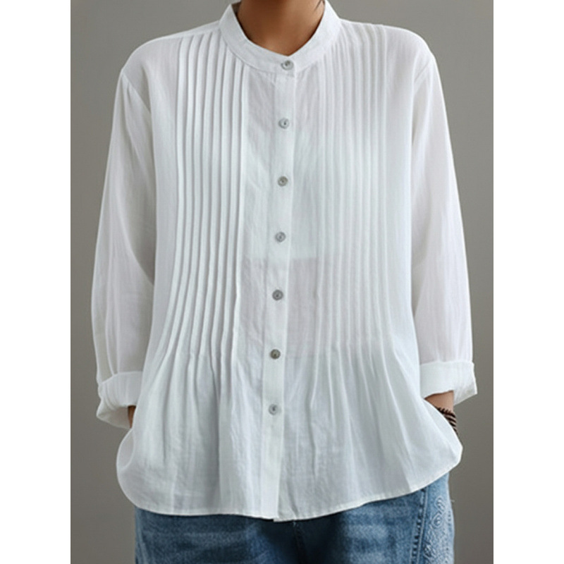 2026 Summer New Vintage Artistic Solid Color Long Sleeve Shirt 2026 Summer New Vintage Artistic Solid Color Long Sleeve Shirt