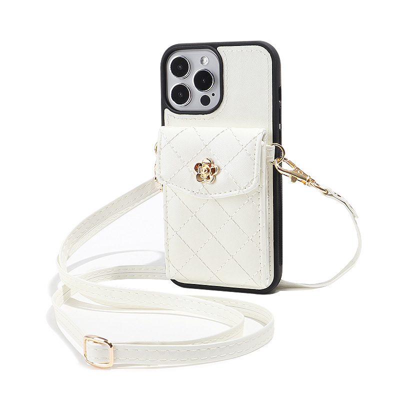 Caja de hombro para iPhone13 / 14 cubierta de protección PU correa de hombro ajustable multifuncional pequeña bolsa de tarjetas de viento fragante