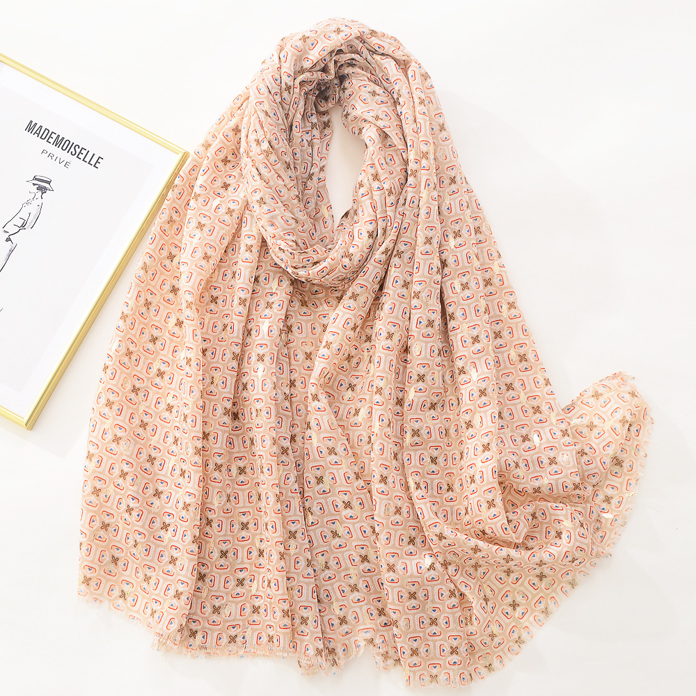 Bronceado de moda Rosa impresión algodón y lino sensación bufanda de seda todo partido bronceado bufanda grande viaje protector solar Toalla de playa para las mujeres