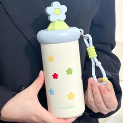 花朵保温杯学生316不锈钢新款水杯高颜值女生大容量便携咖啡杯子