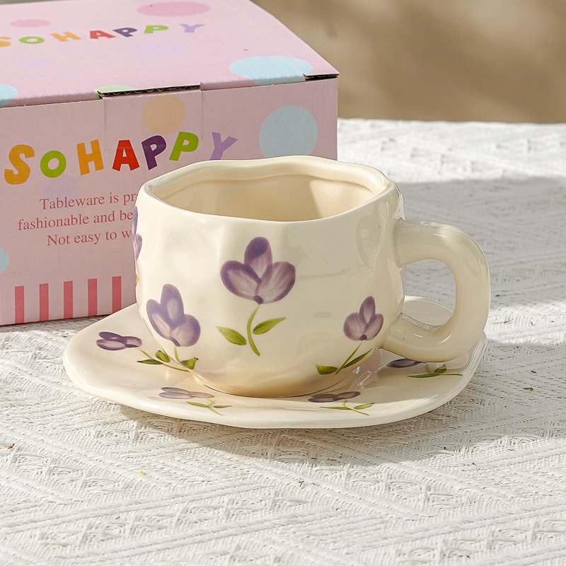 Taza de café de cerámica de alta calidad, taza de café de la tarde, esmalte de color, estilo chino, estilo retro coreano, hogar
