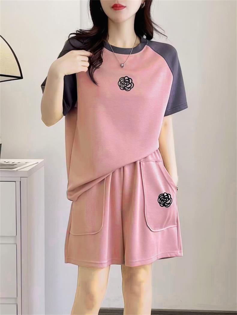 Women's Clothing Summer Fashion Two Piece Set For Women Color Block Slimming Loose Casual Plus Size Clothing_ecoleips.com