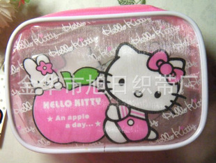 Supply transparent PVC plus a layer of mesh cosmetic bag, cartoon cosmetic bag, PVC cosmetic bag