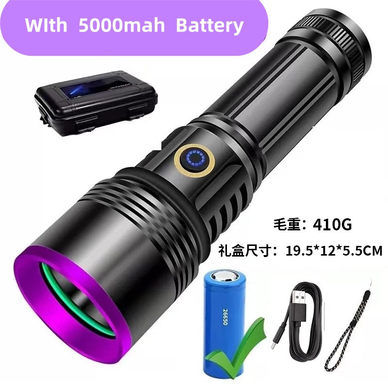 Linterna ultravioleta de alta potencia de 20w, recargable, con espejo negro UV, portátil, para detección de falsificaciones, luz ultravioleta de 365nm image 9