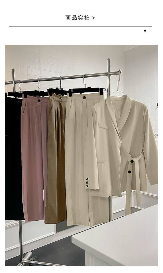 Bộ vest nữ hai mảnh dáng ôm thanh lịch, tay dài, phong cách công sở sang trọng — đen (bộ đồ), Kaki (bộ), Màu trắng nhạt (bộ), hồng (bộ) chi tiết 3