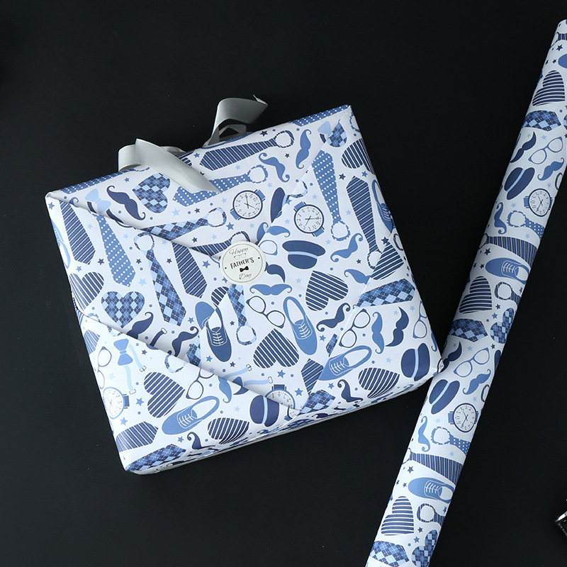 Papel de regalo de día de padre transfronterizo Papel de regalo de vacaciones de los hombres papel de bricolaje hecho a mano en stock al por mayor