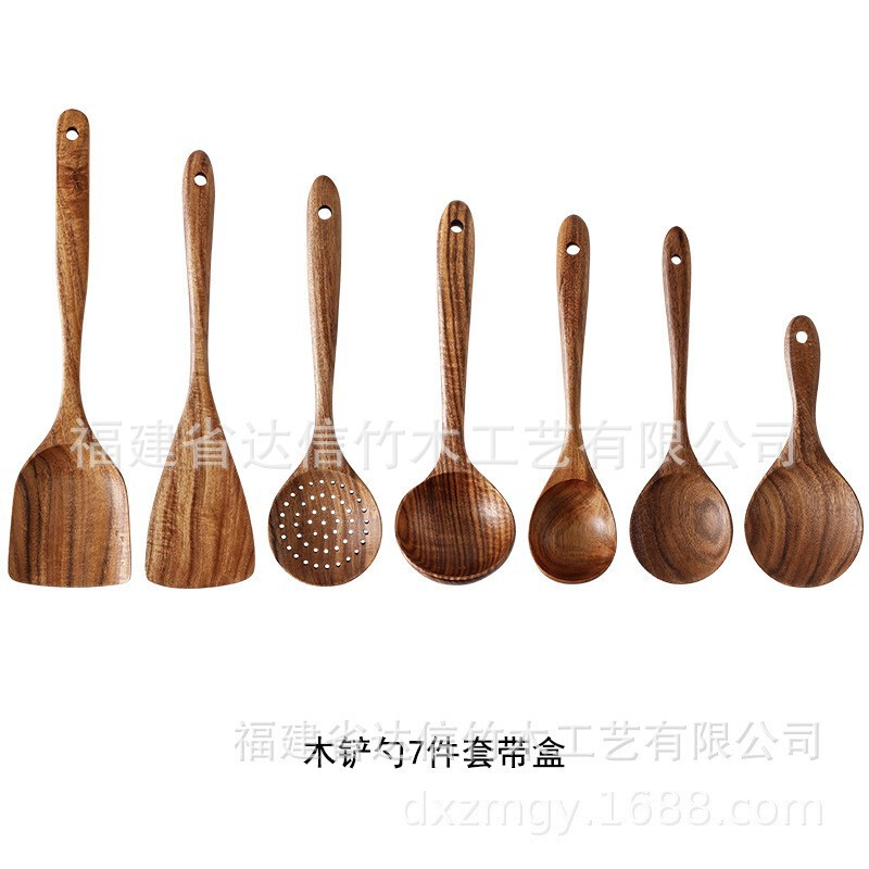 クロスボーダークッキングセット アカシア材キッチン用品 長柄スパチュラ 無垢材スパチュラ スプーンとフォーク ノンスティックキッチン 10点セット|undefined