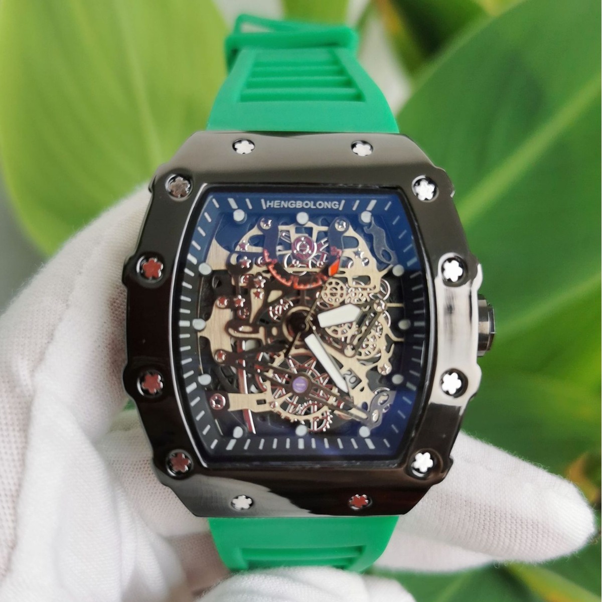 Popular Wine Barrel Shaped Fashionable Mechanical Layered Photosensitive Surface Bright Shell Men's Watch Watch_voghion.com