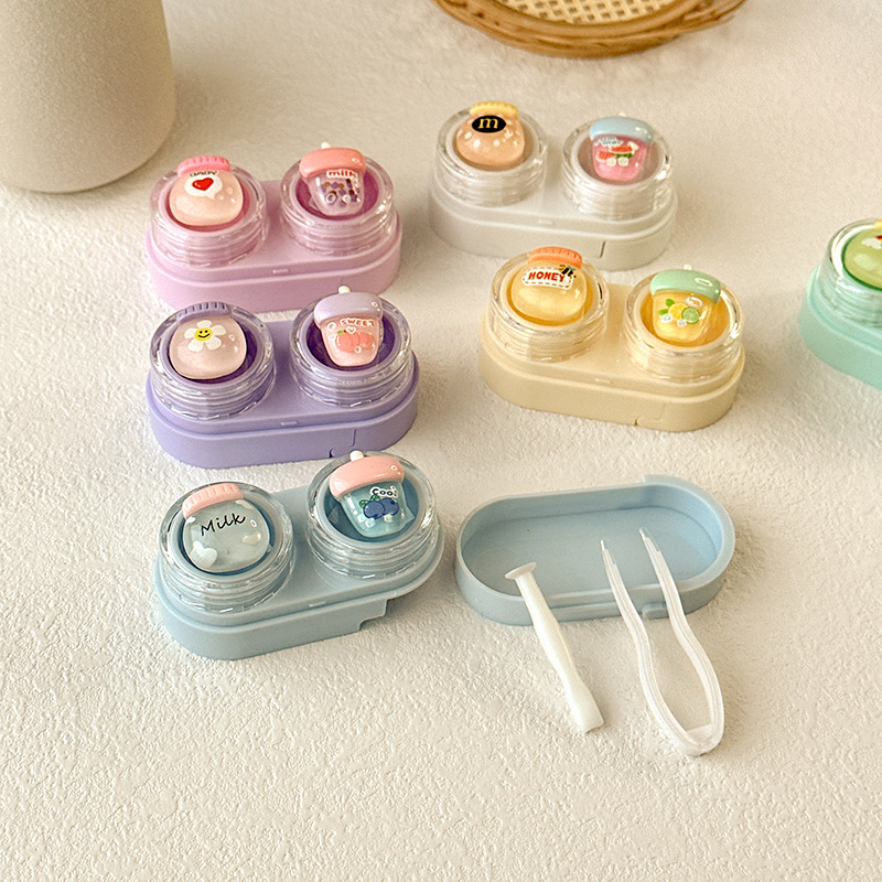 Creative Drawer Type Contact Lens Case Candy Color Kawaii Contact Lens Companion Box diy Integrated Care Box Compact