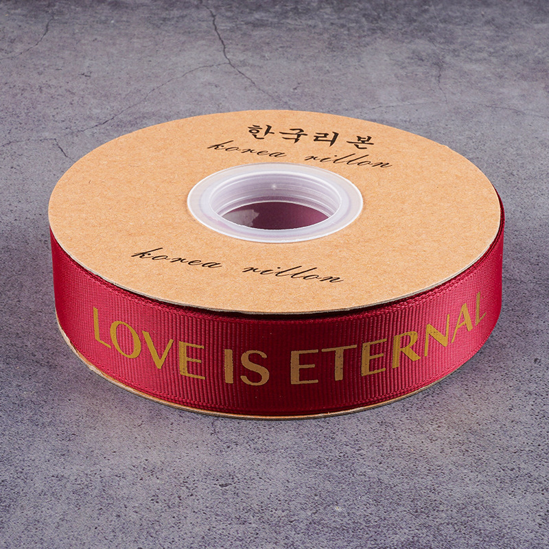Cinta de flores con hilo de 2.5 mm, cinta para envolver flores, arte floral, cinta acanalada con lámina dorada, letras en inglés LOVE, para atar ramos