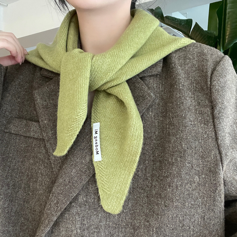 Solid Color Shawl Niche Brand Wool Knitted Triangle Scarf Women's Headscarf Knitted Scarf Multi-Functional Warm and Versatile