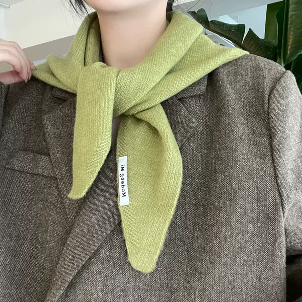 Solid Color Shawl Niche Brand Wool Knitted Triangle Scarf Women's Headscarf Knitted Scarf Multi-Functional Warm and Versatile