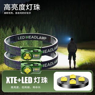New Three-Eye and Four-Eye Strong Light Long-Range Induction Headlight Multi-Function Digital Display Waterproof High-Brightness Portable Strong Light Headlight