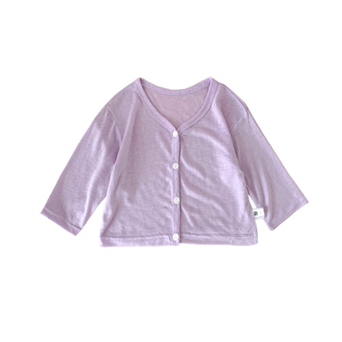 Summer Baby Clothes Sun Protection Clothes Air Conditioning Shirt Solid Color Cardigan Newborn Long Sleeve Thin Small Jacket