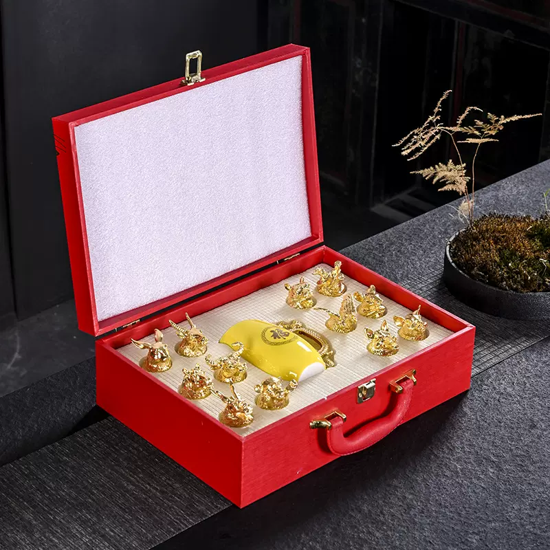 厂家12十二生肖兽首陶瓷酒杯套装分酒器商务酒厂送礼酒具套装logo