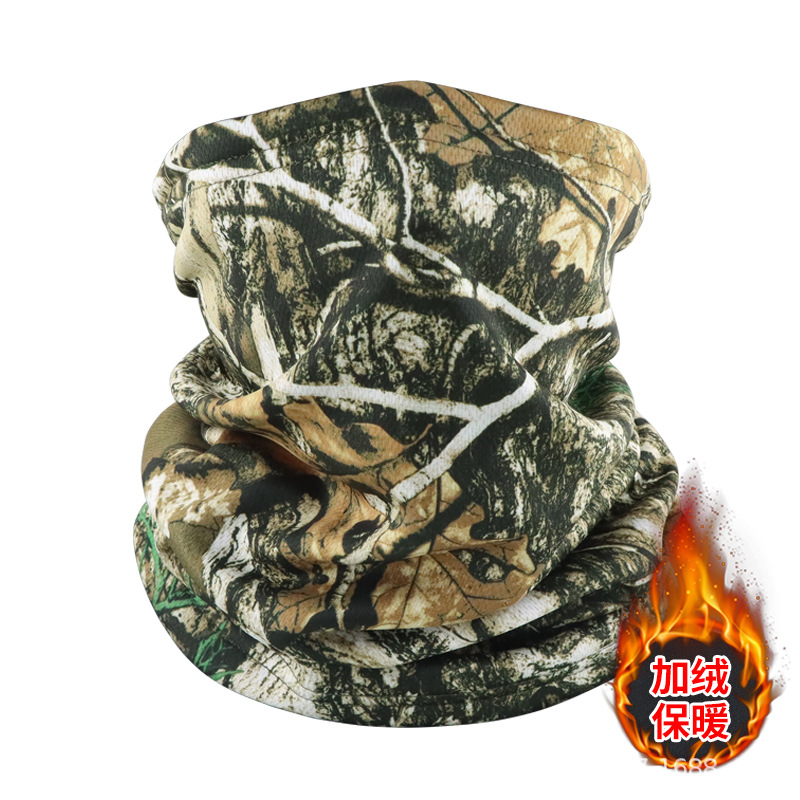 Máscara de invierno transfronteriza con buñuelo de vello grueso turbante de camuflaje para montar al aire libre con cubierta de cuello caliente para esquiar