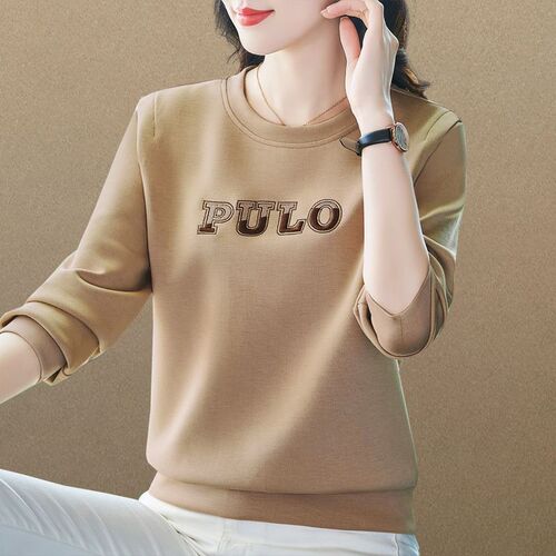 Spring and Autumn New Age-Defying Casual Versatile Outerwear Stylish T-Shirt Fashion Mother Loose Plus Size Long-Sleeved Top