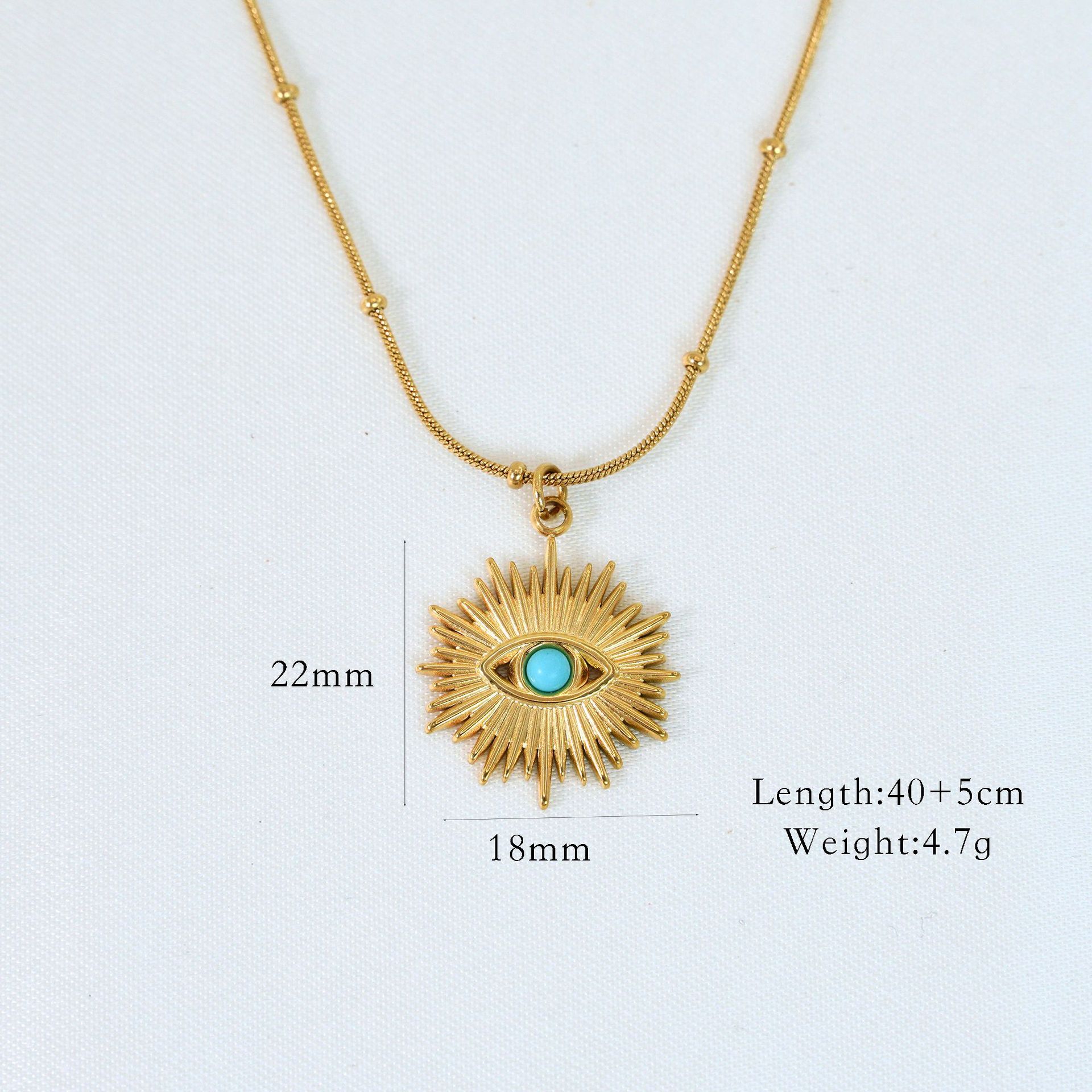 Geometric, Devil's Eye Pattern Women's Gender Titanium Steel 14K Gold Plated Elegant Classical Lady Plating Inlay Geometric Devil's Eye Natural Stone Pendant Necklace