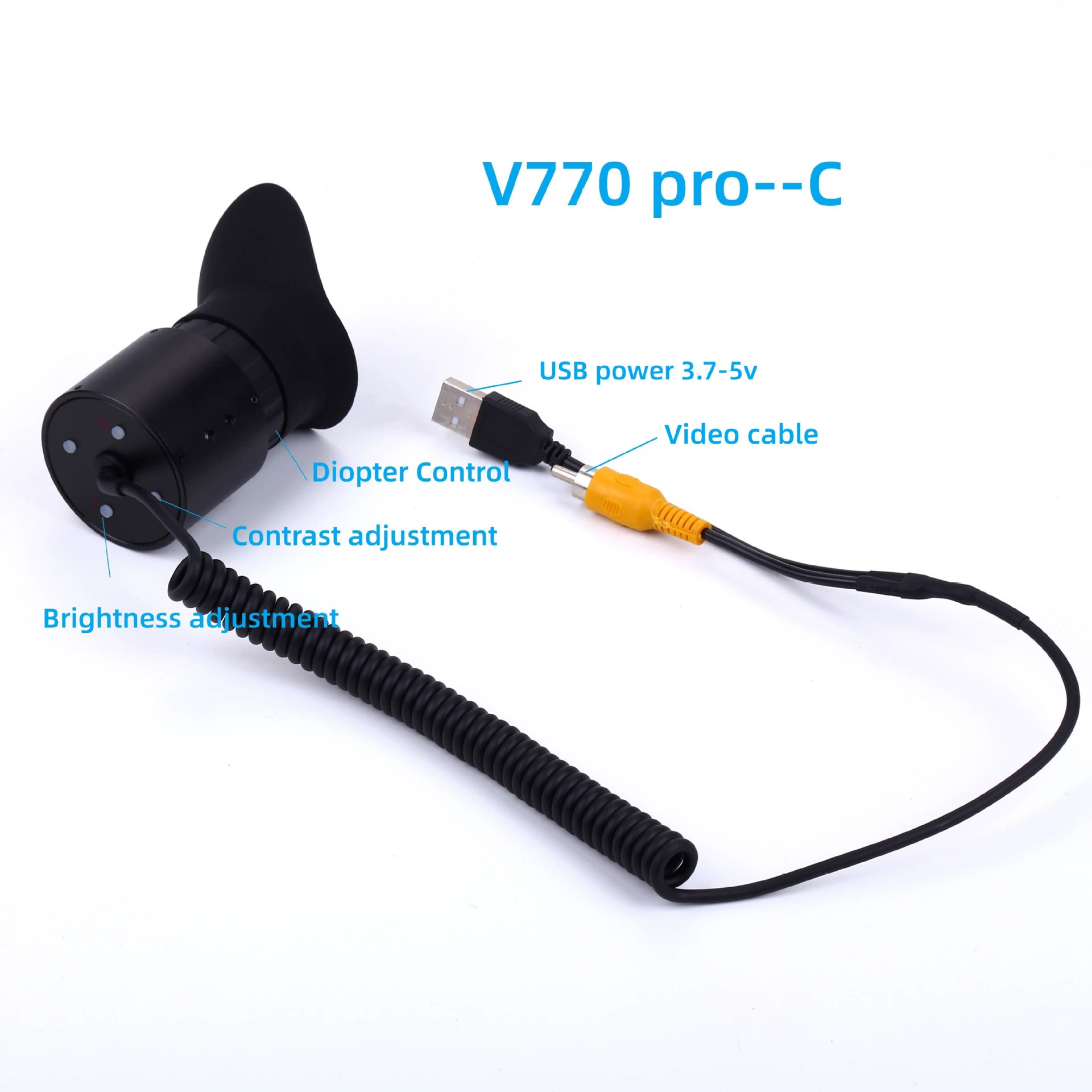 Шлемовой дисплей V770 Pro-A, 0,39" OLED 1024×768, AV-вход, внешнее питание