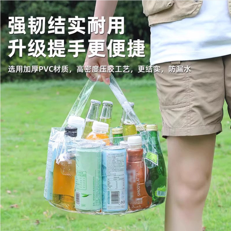 户外洗菜水盆透明压缩水桶洗漱洗衣手提式旅行洗衣袋折叠便携水盆