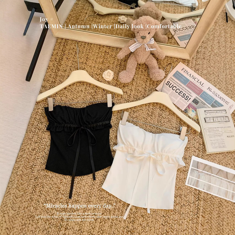 New Style Sweet and Spicy Girl's Waist-Cinching Tube Top Vest for Women, Slim Fit Outer Wear with Chest Pads and Short Inner Top